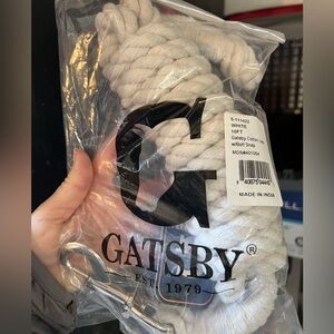 Gatsby White Cotton Lead Rope 10 ft long with knob of rolled rope at the end